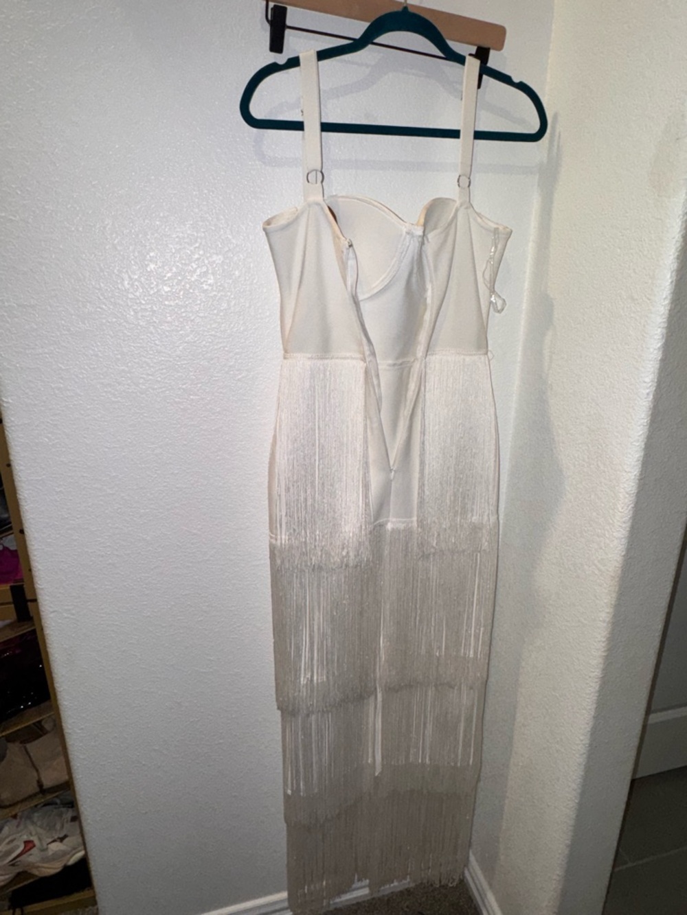 Fashion Nova White Fringe Maxi Dress - Picture 3 of 4